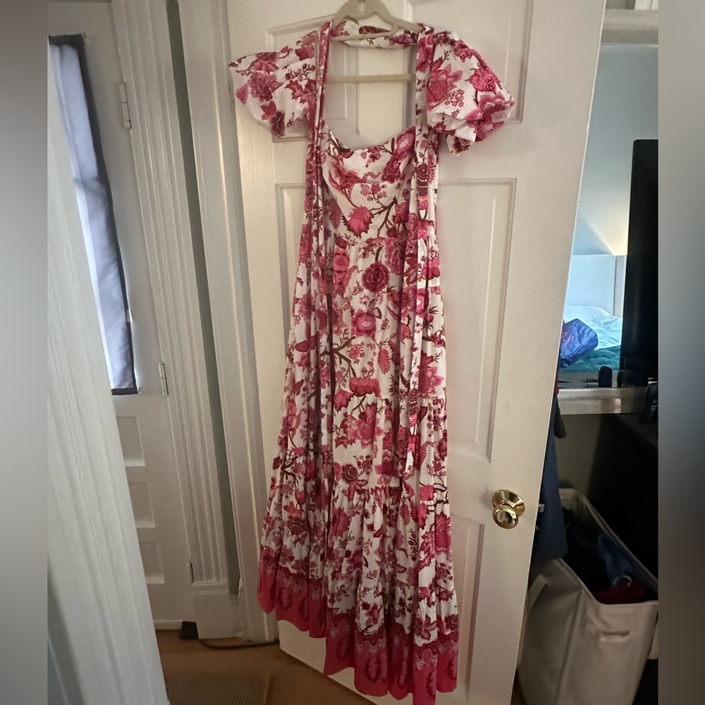 Cara Cara Pink and White Floral Dress - Size 8